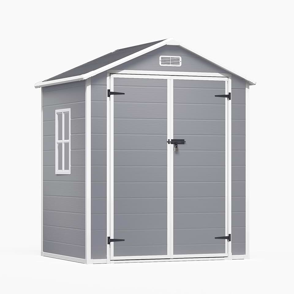 Xbro - Abri de Jardin en Résine - 173x125x210 cm - Ventilation, base renforcée, fenêtres, verrou - Gris