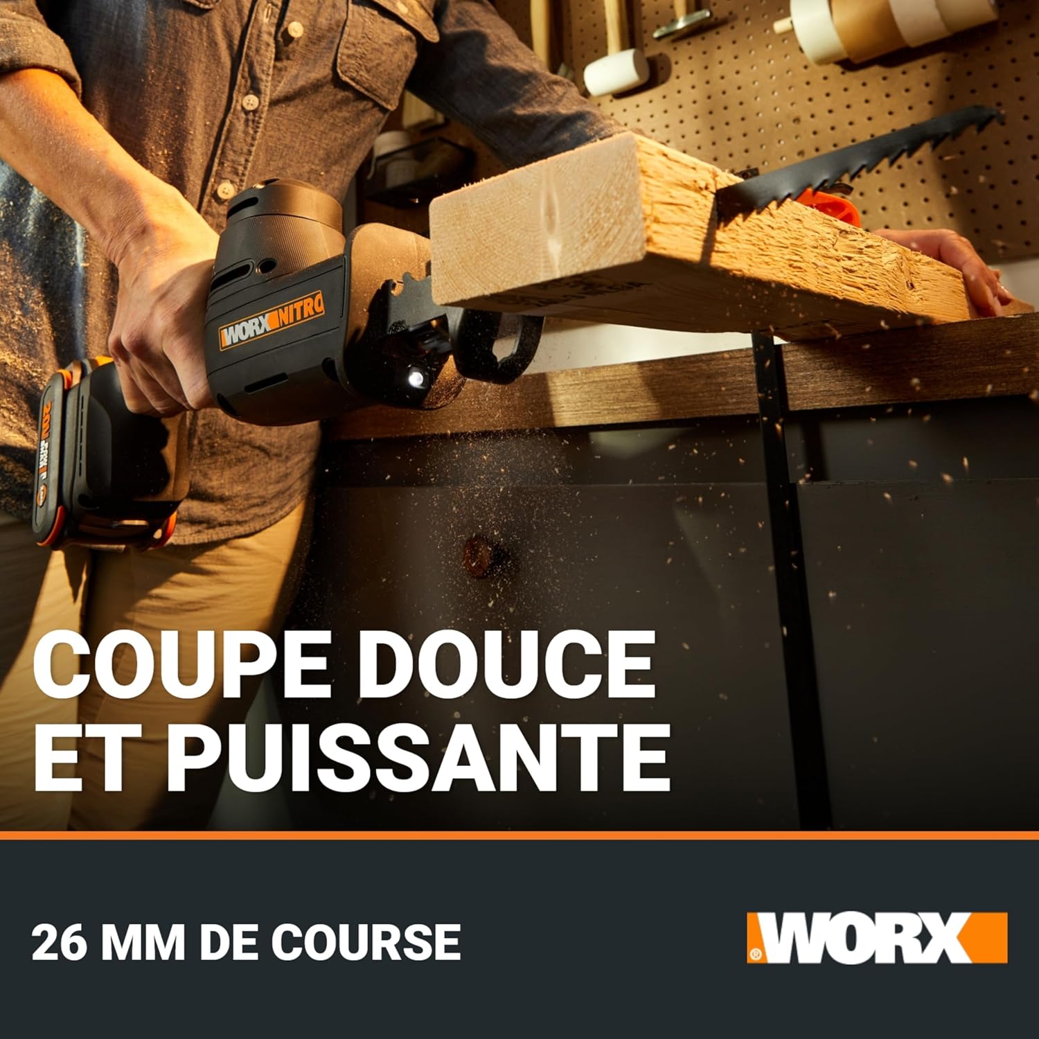WORX - Scie sabre 20V, 26mm, brushless, vitesse variable, WX501.9