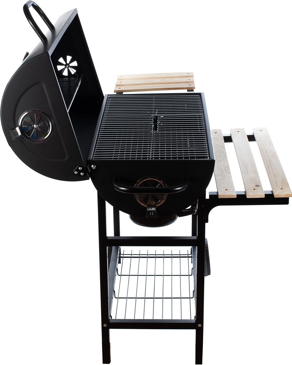 GrillMaster - BigBend série - barbecue rond jardin, charbon, étagères, GM2020