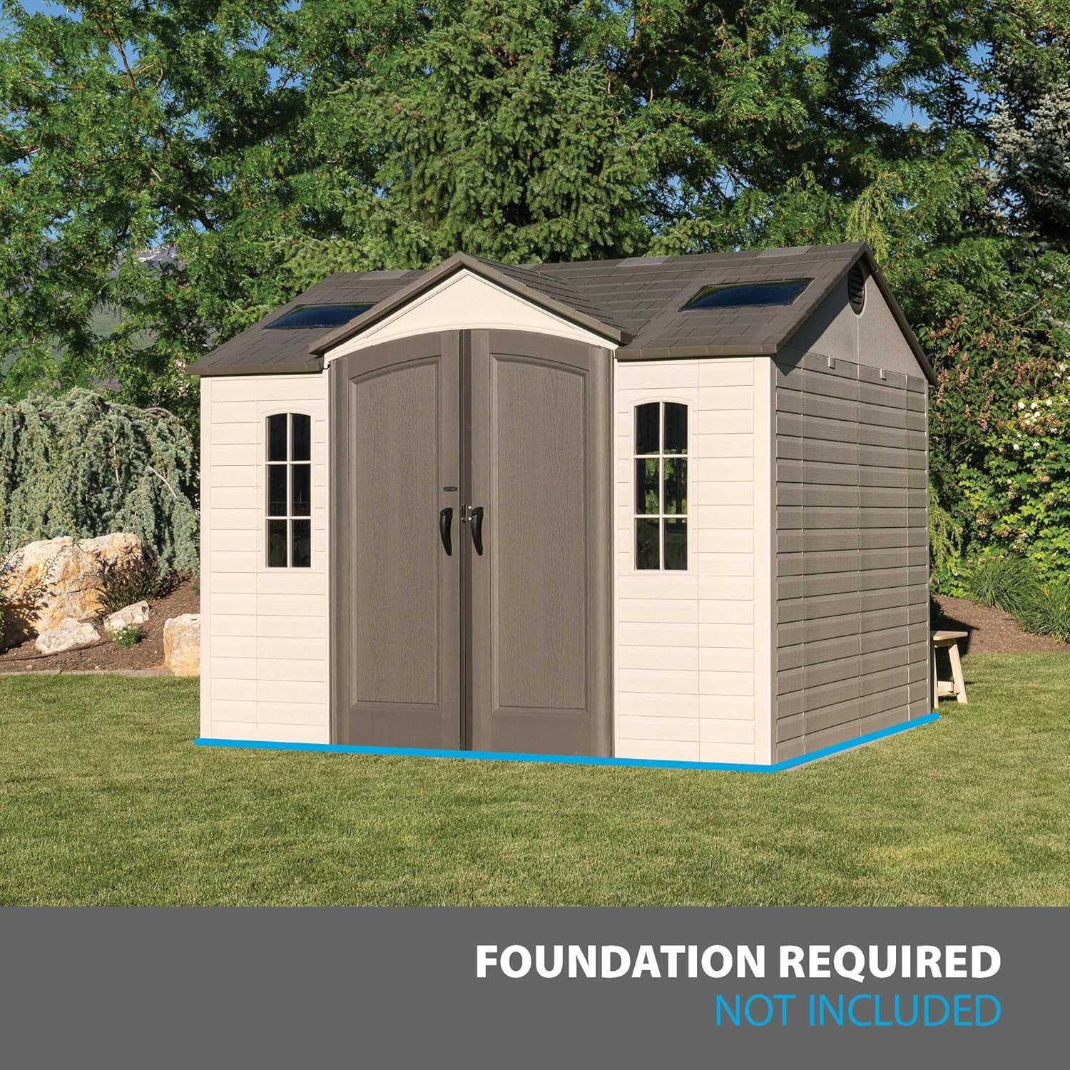 Lifetime - abri de jardin Tan - 233x295x244 cm - résine, double porte