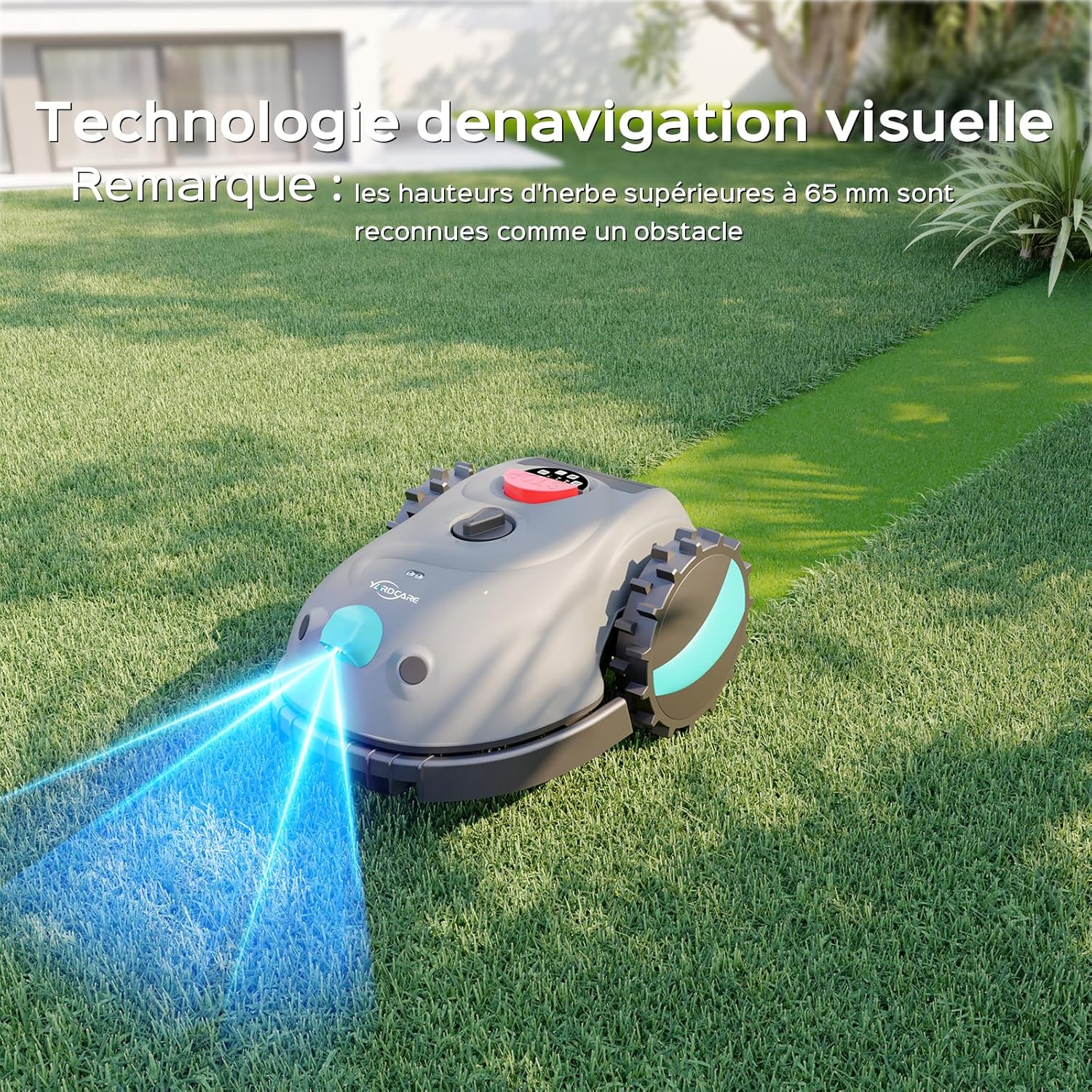 YARDCARE - Tondeuse robot Vision, sans fil, batterie 4 Ah, lame, obstacle, V100