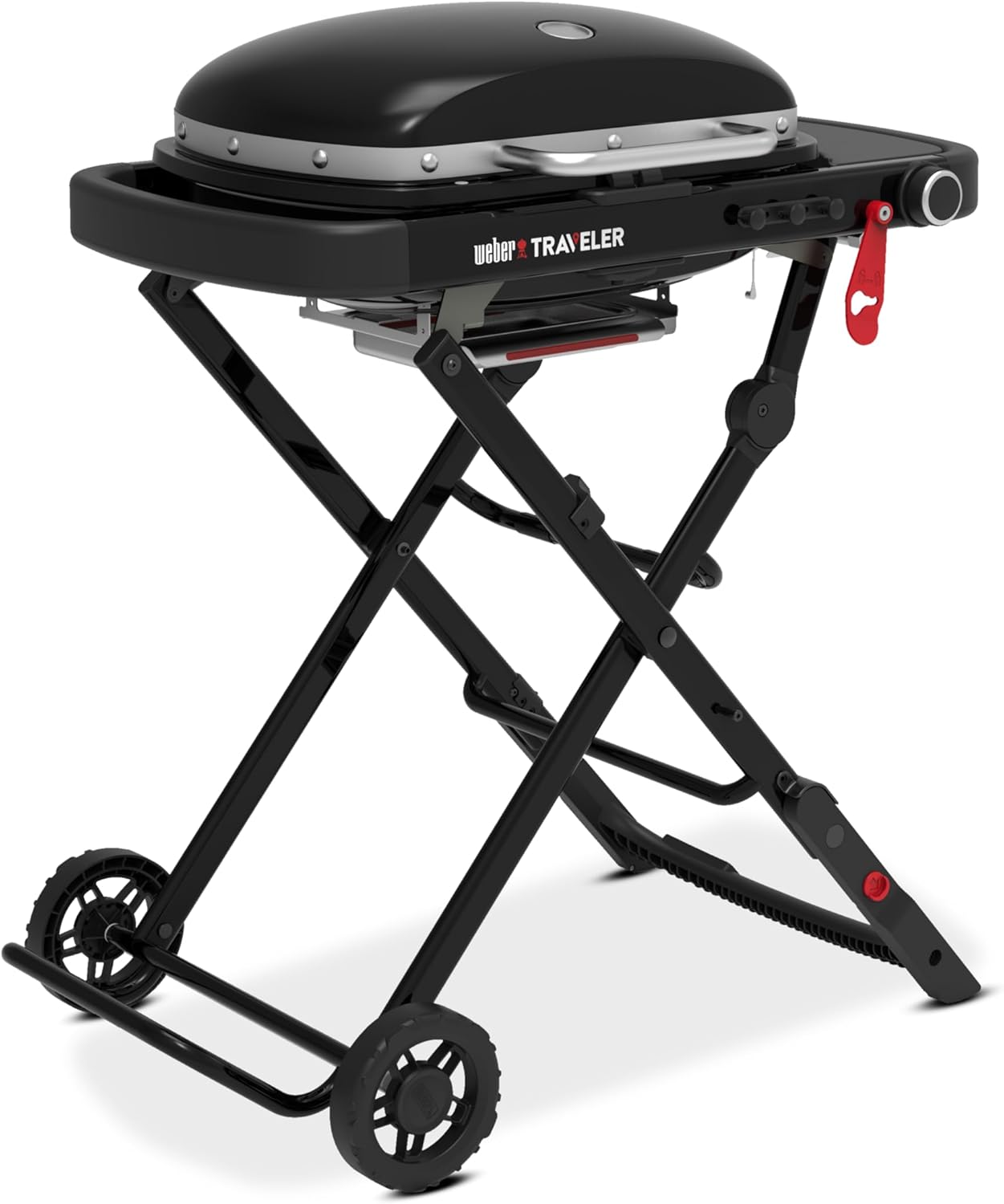 Weber - Traveler Compact - 52x36 cm - barbecue gaz pliable portable, 1 brûleur, thermomètre intégré