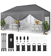 CROWN SHADES Tonnelle Pliante 3x6 Imperméable, Barnum Pliant de Jardin Exterieur, Pop-Up Gazebo a...