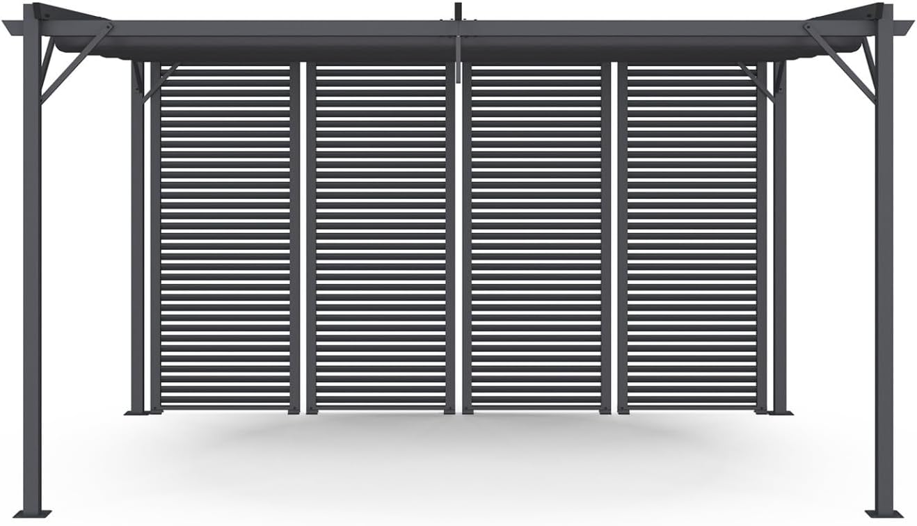 IDMarket - Pergola Collector Persienne 3x4M toit rétractable 4 pans modulables Gris Anthracite