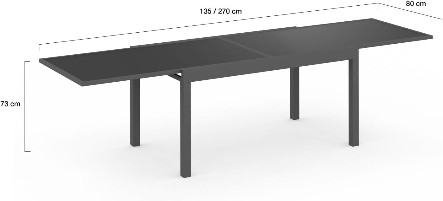 IDMarket - Madrid - table extensible 135-270 cm 8 à 12 pers. anthracite