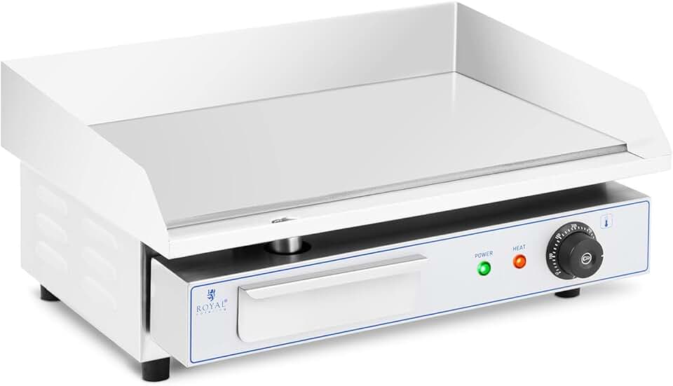 Royal Catering - Plancha Électrique Lisse Inox 55x35 cm 3000W Restaurant