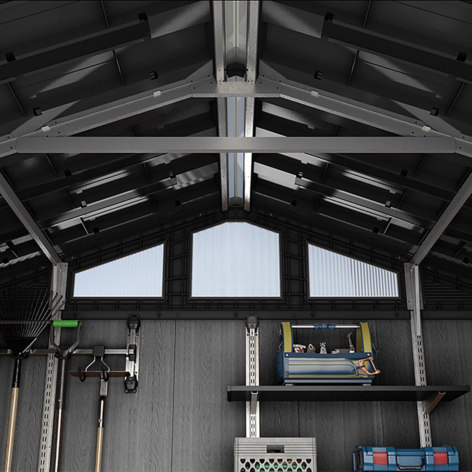 Keter - Stronghold - 7.7 m² - résine & métal, aspect bois, anthracite 108-7.7