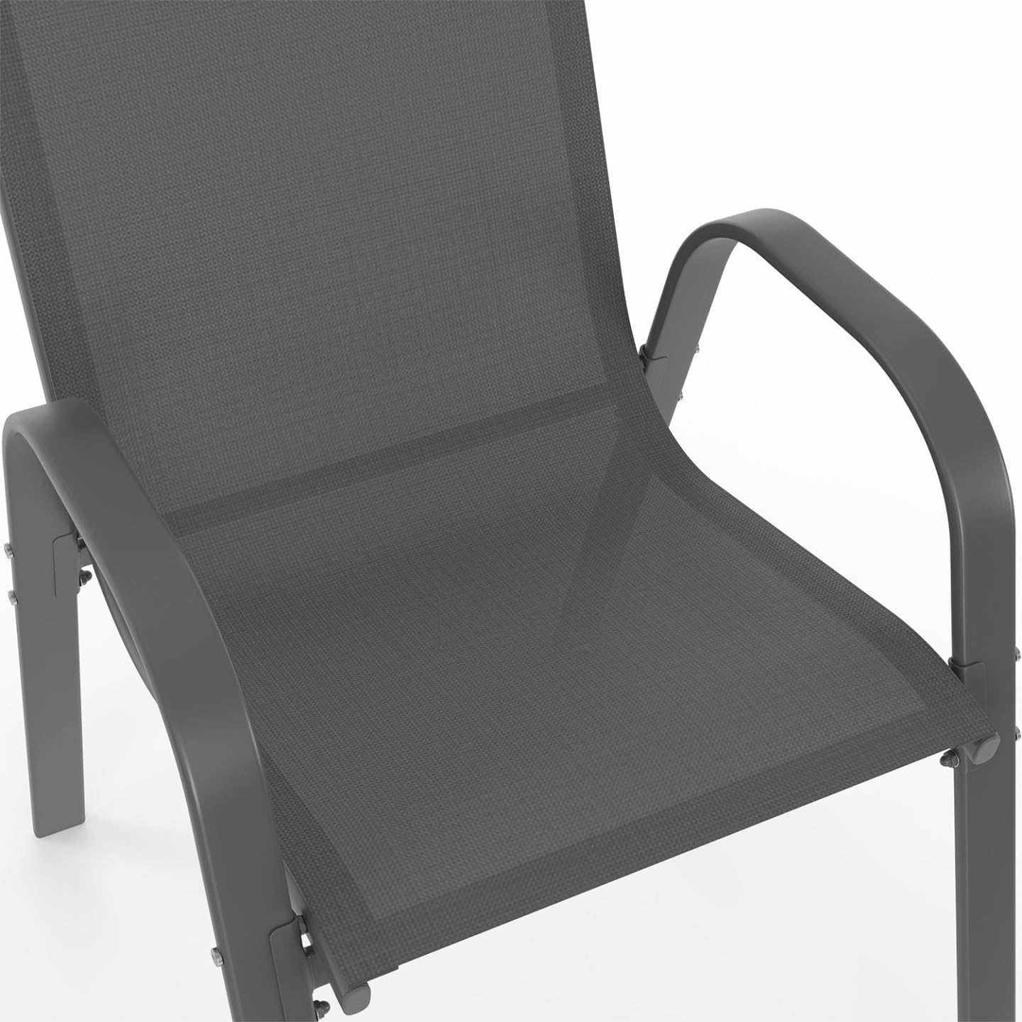 IDMarket - Salon Madrid - table ronde 120cm, 6 chaises empilables, gris anthracite