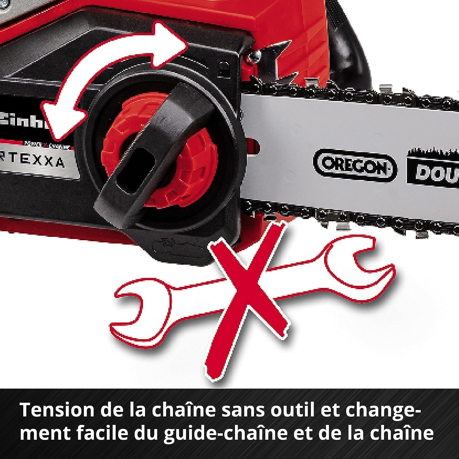 Einhell Tronçonneuse sans fil FORTEXXA 18/30 Solo - Power X-Change (18V, moteur sans charbon, guide-chaîne 30 cm, régime max 4 300 tr/min) Livré sans Batterie ni Chargeur