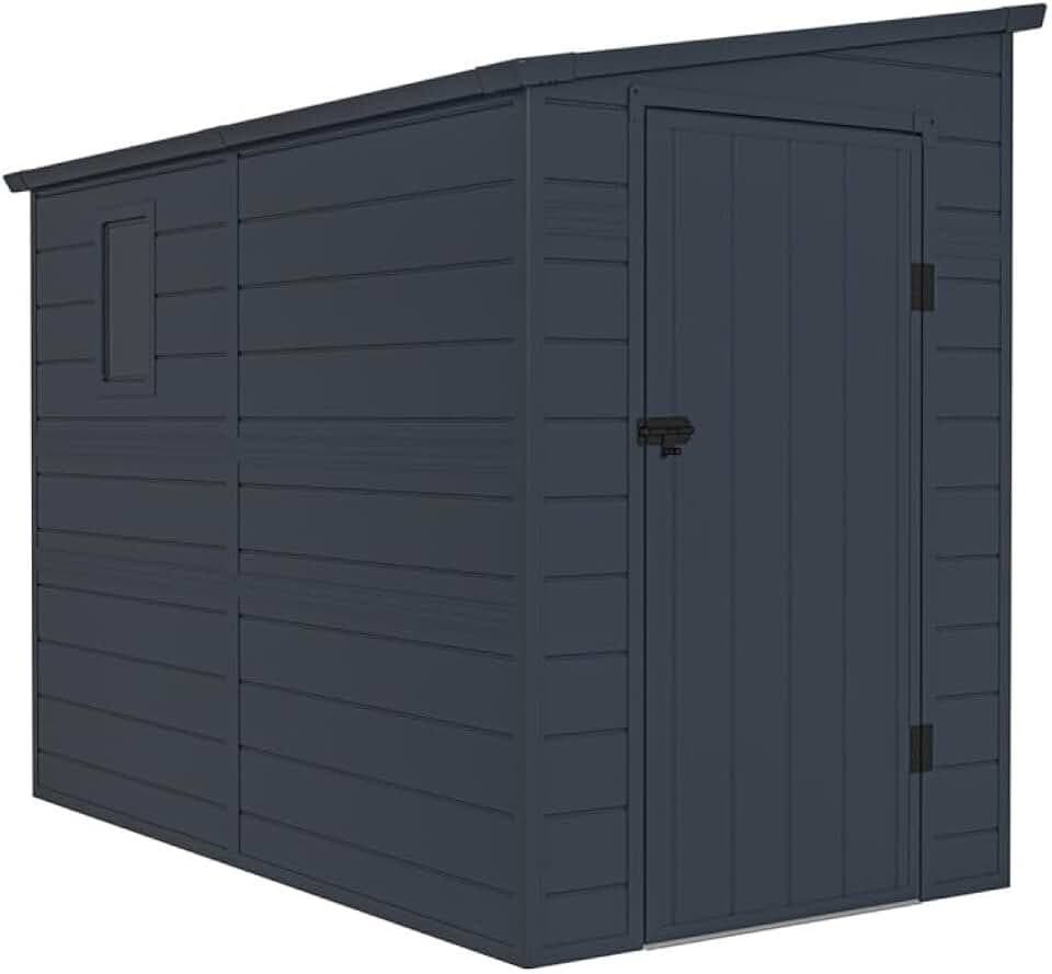 Jôbu - Abri adossé en résine 3,55m², fenêtre, aération, kit, acier