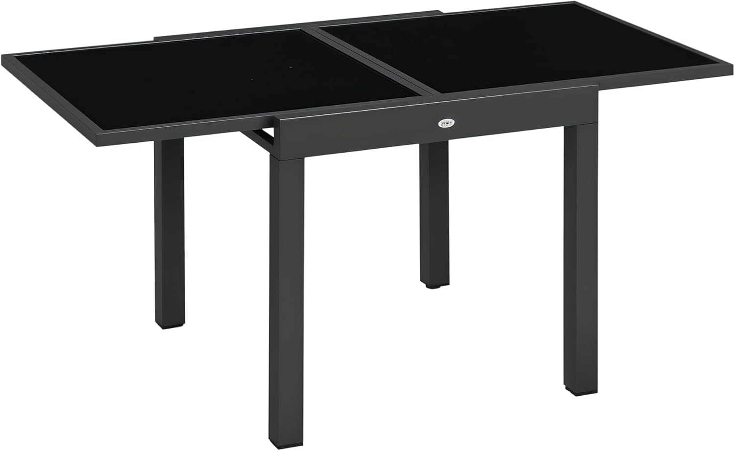 Outsunny - Table extensible jardin - 160x80x75 cm - verre noir, alu gris
