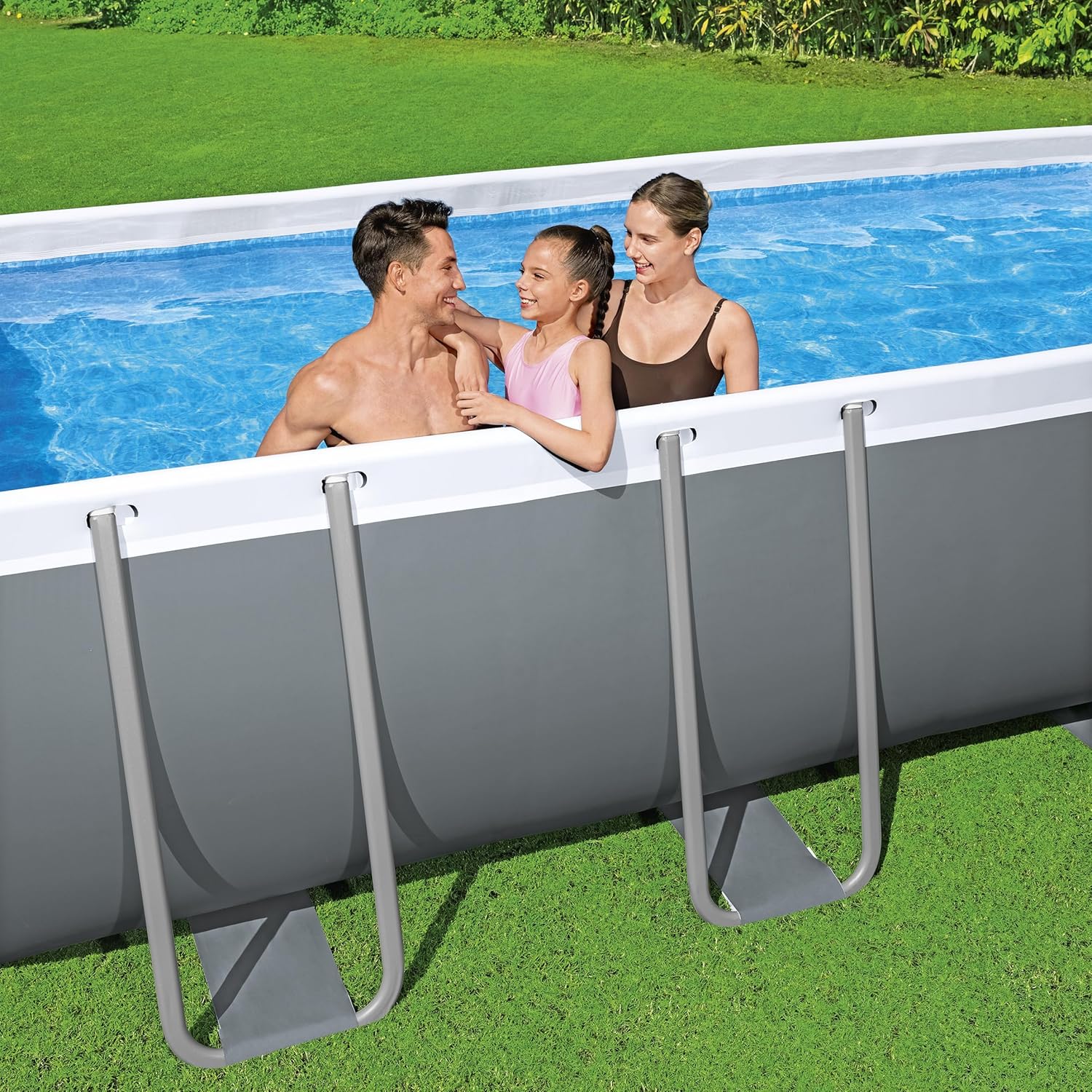 Bestway Steel Pro Max Kit Piscine Hors Sol - 488 cm x 244 cm x 122 cm - Gris foncé