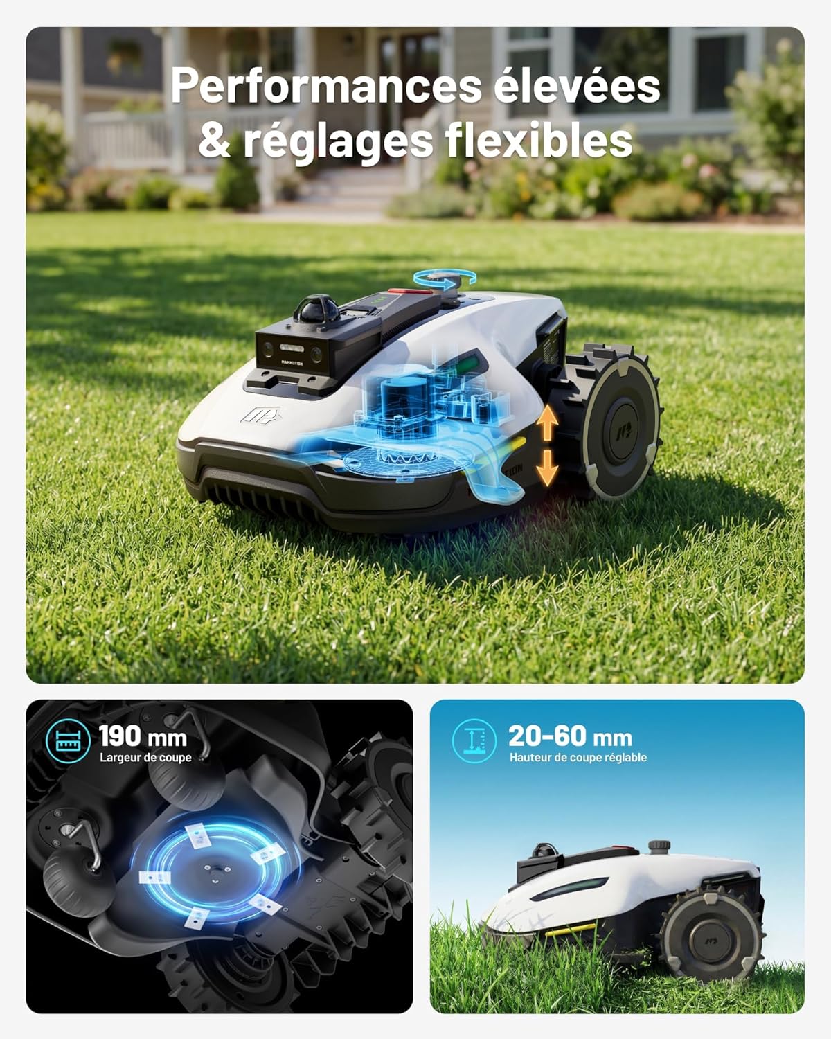 MAMMOTION - YUKA Mini 2 - 1000 m² - IA, LiDAR 360°, caméra, DropMow, pentes 45%