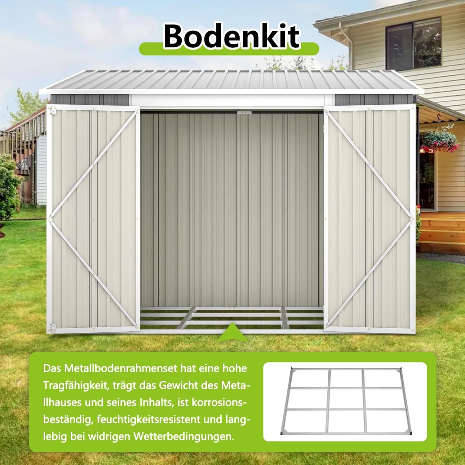 YEHTOKHOME 6x8 FT Abri de Jardin en Métal 262x180 cm, Abri de Jardin avec Toit Incliné, Portes Verrouillables et Fondation Métallique, Rangement Extérieur Étanche, Marron (6x8 FT)