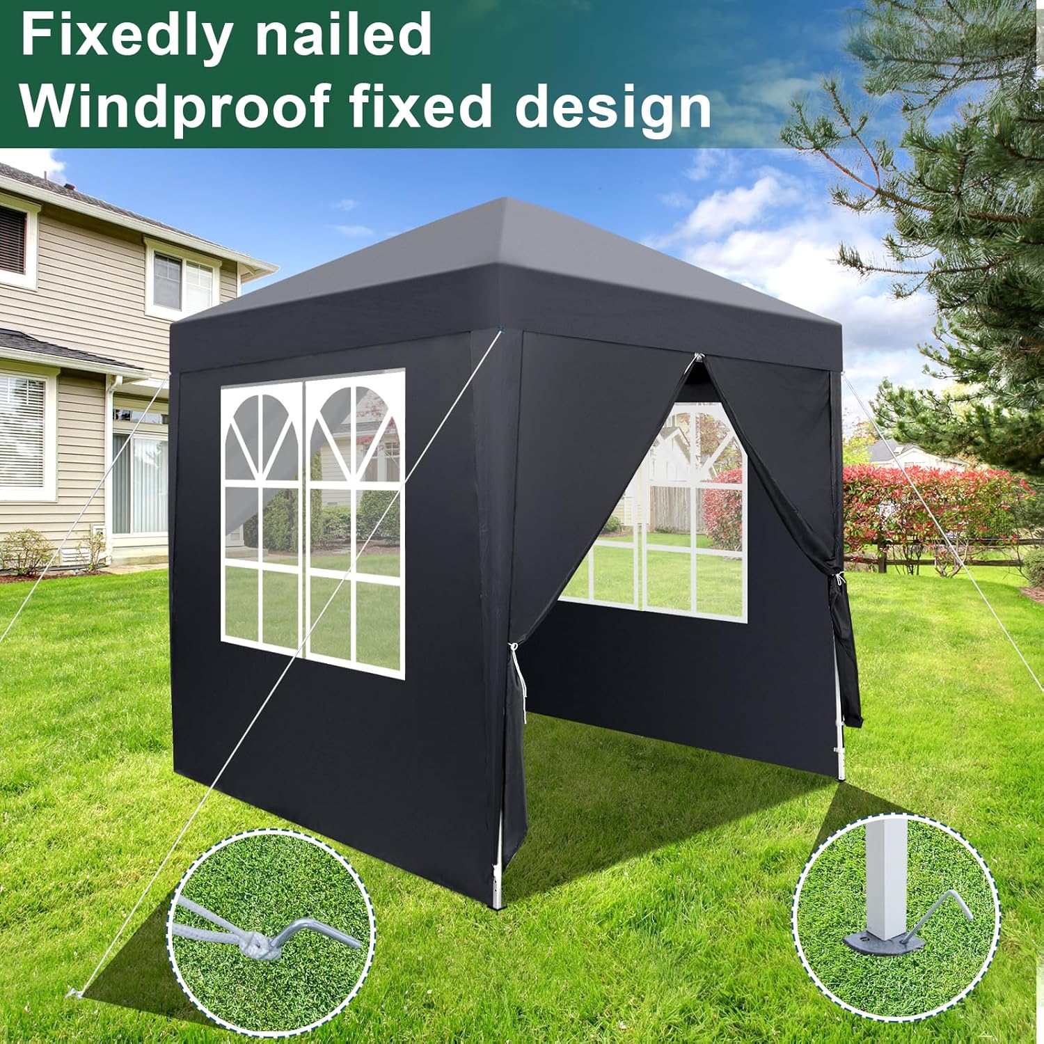 LEADZM - Pop-up série - 2x2m - Barnum imperméable, réglable, UV 50+, acier, 4 côtés coupe-vent