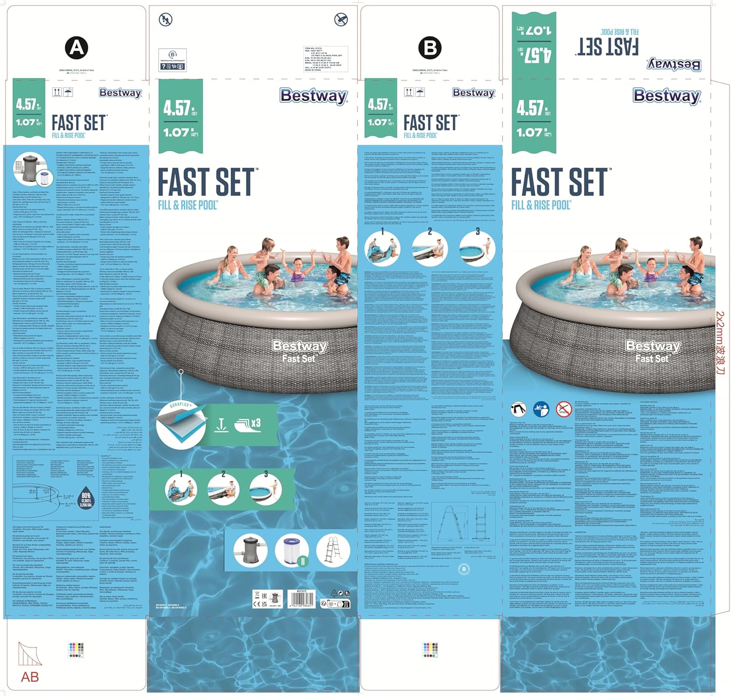 Bestway - Fast Set Rotin - 4.57x1.07m - Piscine autoportée, montage rapide