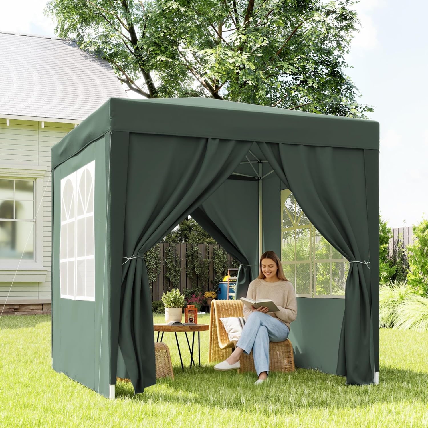 Outsunny - tonnelle pop-up réglable 2x2m, acier, UV, 4 côtés, vert