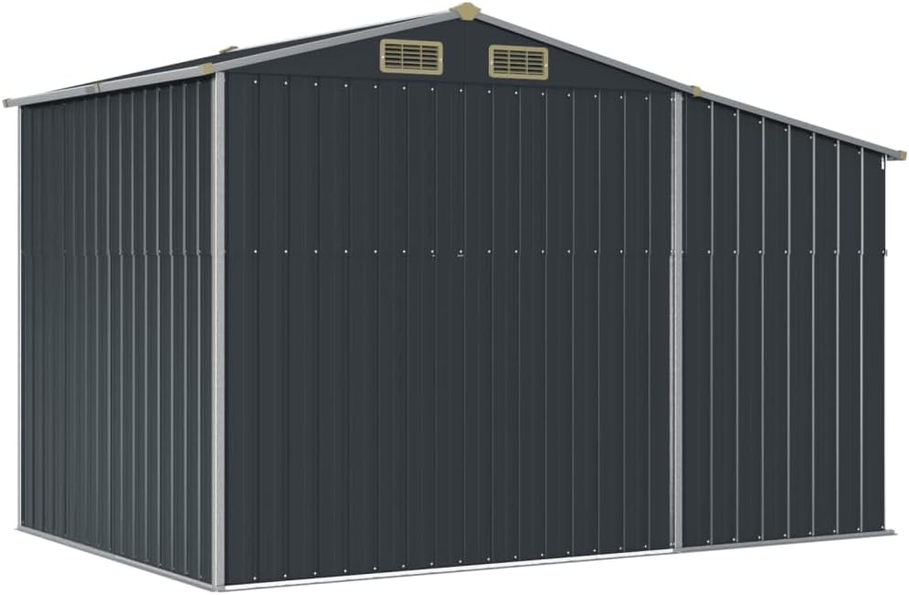 vidaXL Abri de Jardin, Cabane à Outils avec Poignées, Remise à Outils avec Toit Inclinable, Abri de Rangement Patio, Anthracite 277x192,5x179 cm Acier Galvanisé