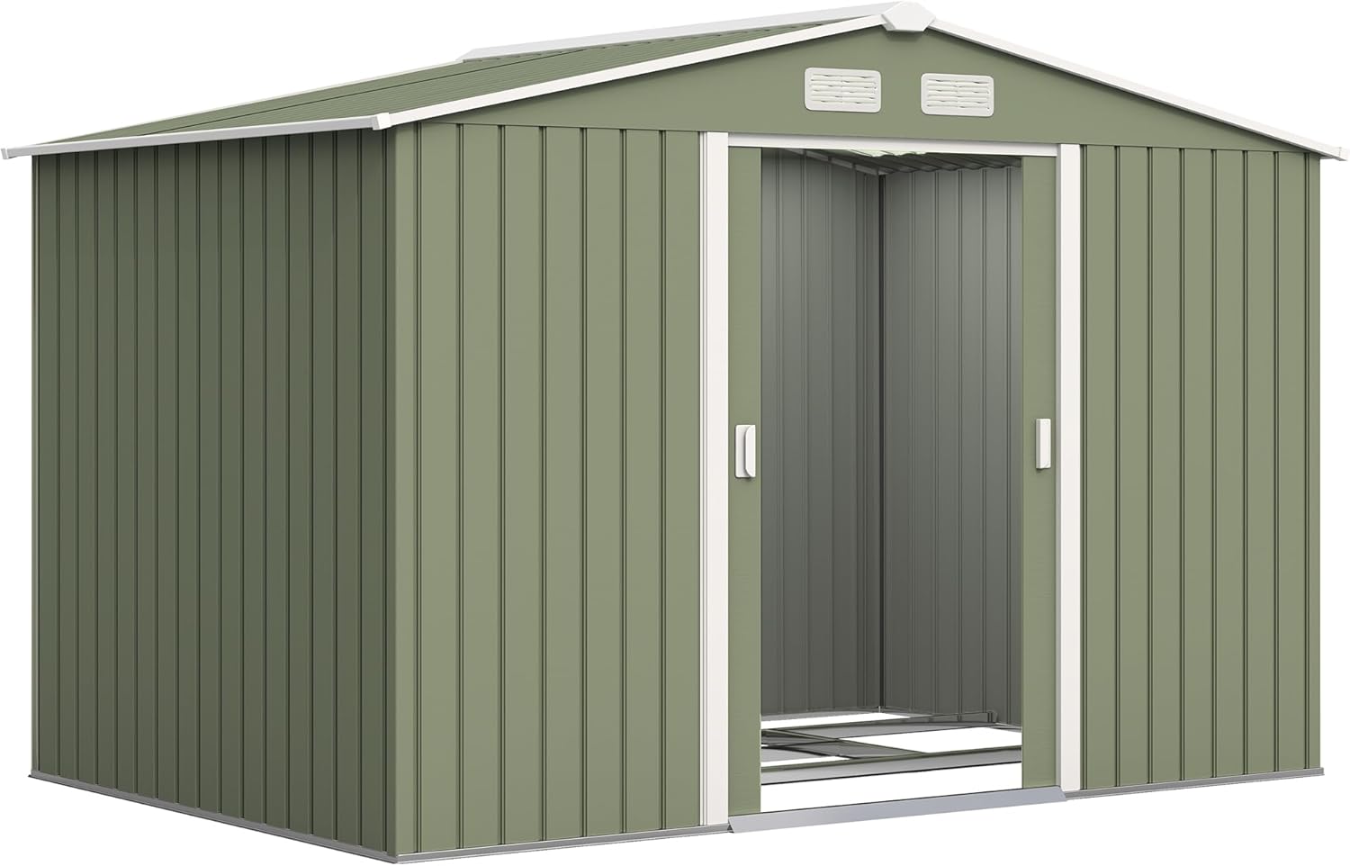 Outsunny - abri de jardin XXL - 277x195x192 cm - acier, portes coulissantes, 4 aérations, fondation