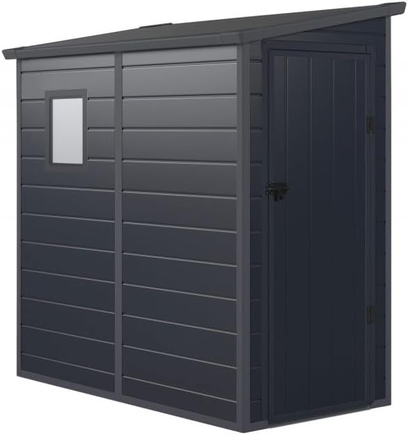 Jôbu - Abri de jardin adossé résine 2,09m², porte verrouillable, fenêtre, acier galvanisé