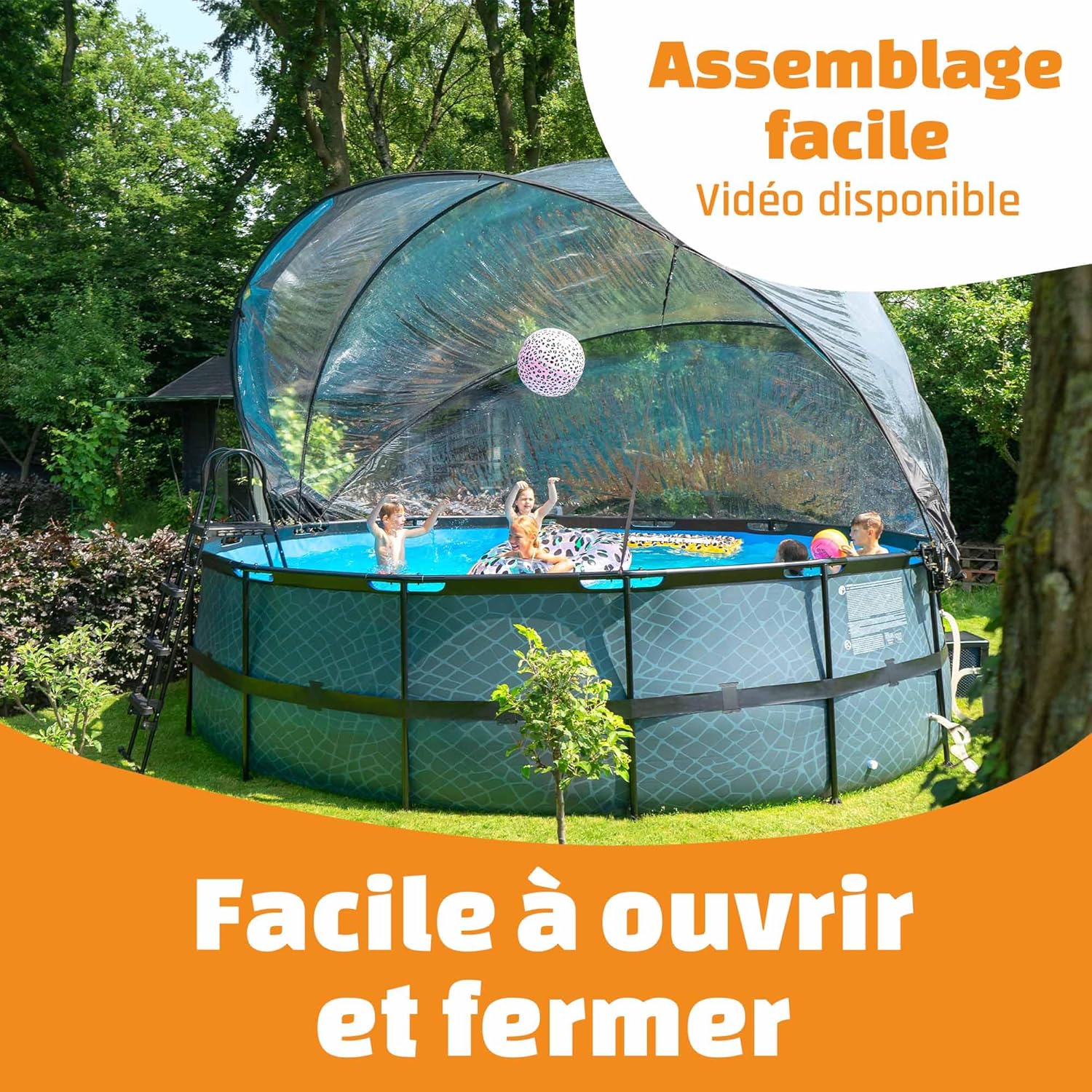EXIT Toys - Dôme Piscine Universel ø 427 cm Transparent pliable - 427CM