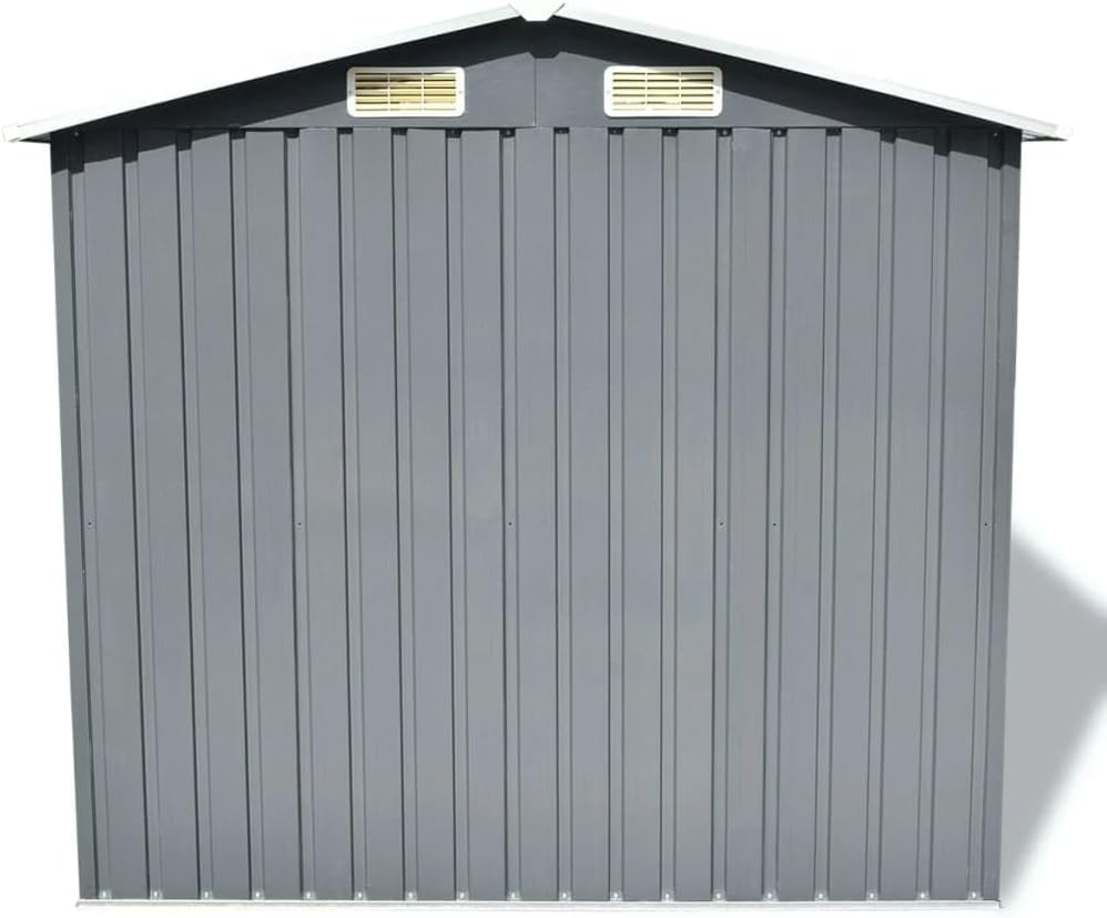 Abri de Stockage Métal Vert 204x132x186 cm Cabane Rangement Jardin (Gris)