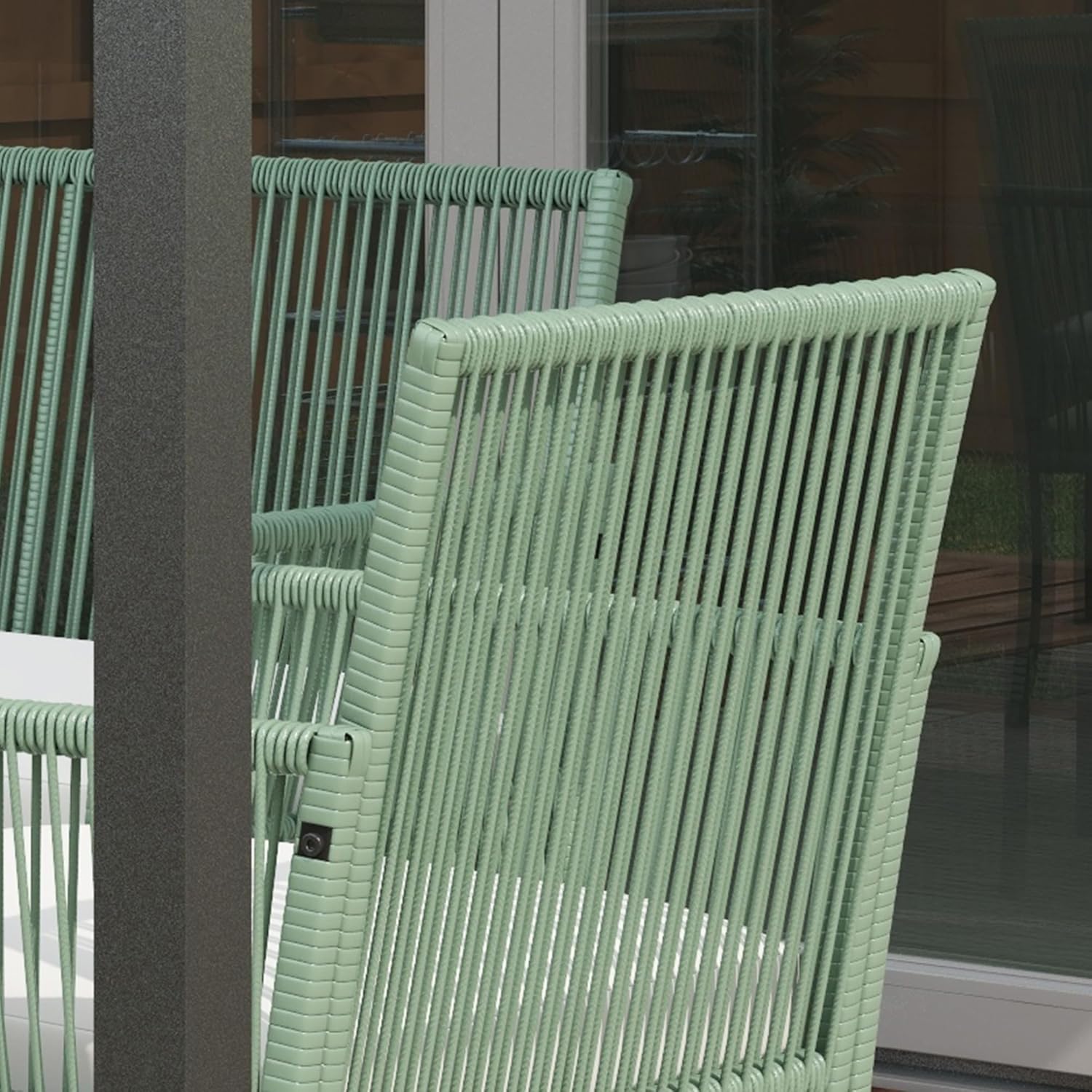 Outsunny - salon de jardin extérieur 4 pcs - métal, résine, coussins, vert, table basse verre