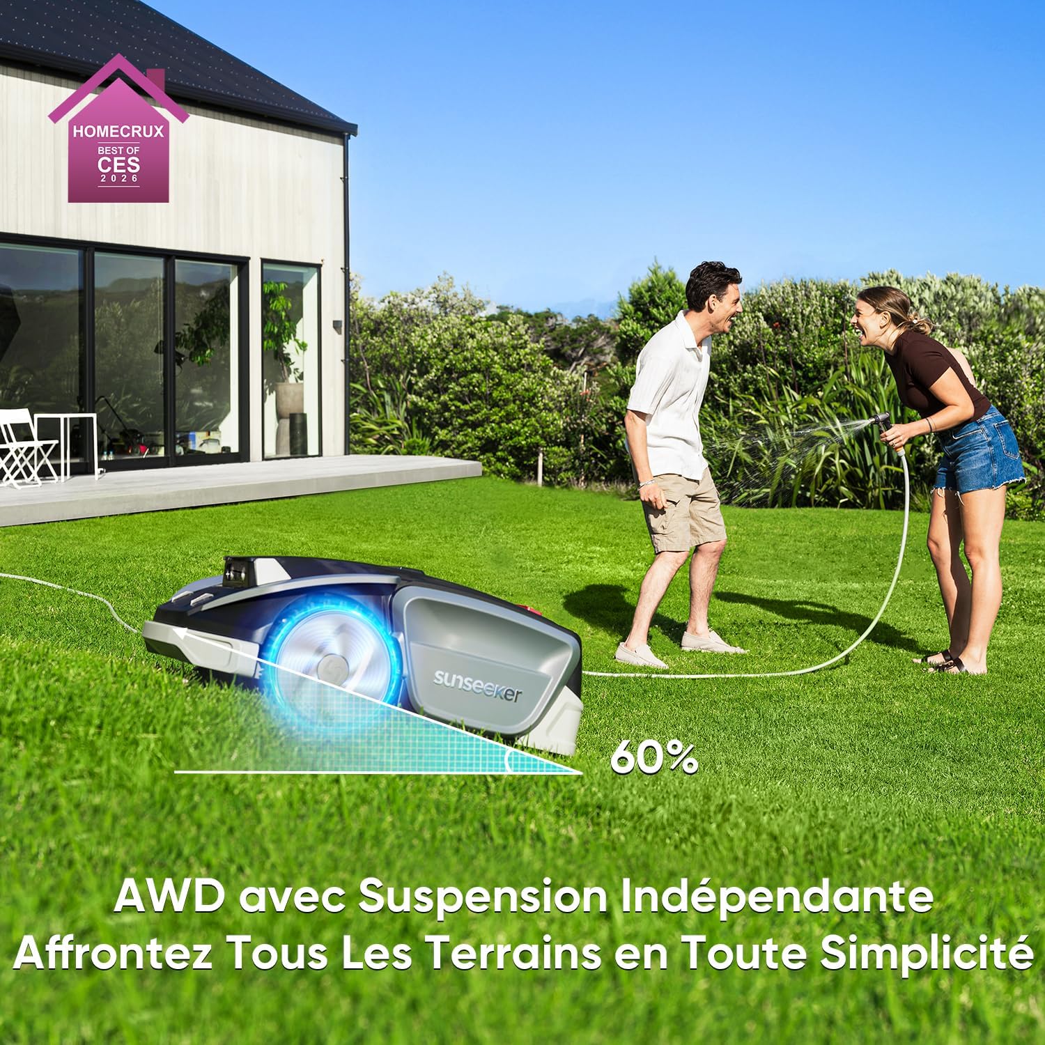 Sunseeker - S5 AWD - 1600 m² - Robot tondeuse RTK IA, pente 60%, multi-zones - S5AWD