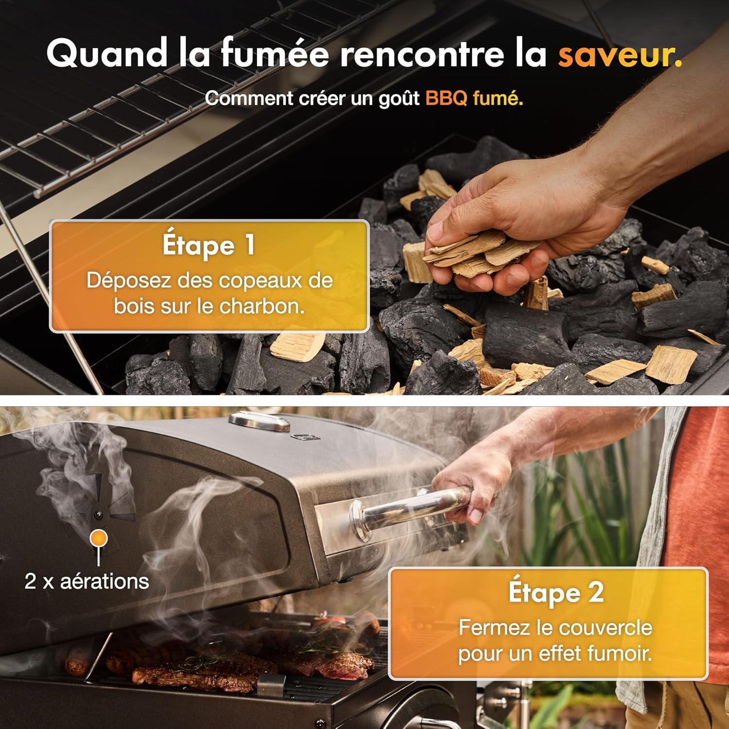 VonHaus - Barbecue XL - grande capacité, tablettes, fumoir, roues