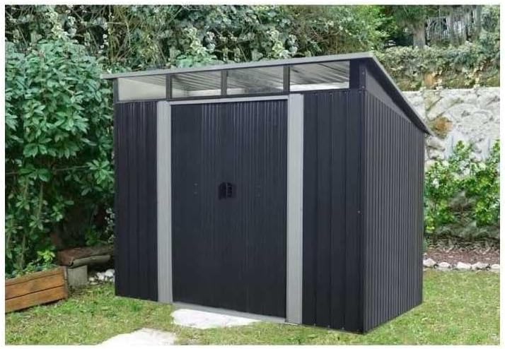 Générique Abri de Jardin en métal 4,59m² - 2 Portes coulissantes - Gris Anthracite