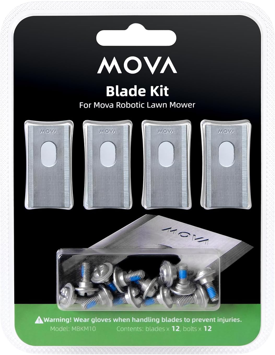 MOVA - Kit Lames Robot Tondeuse - 12 pcs - Remplacement rapide - ViAX250/500, MOVA600/1000, LiDAXUltra800/1200/1600/1000