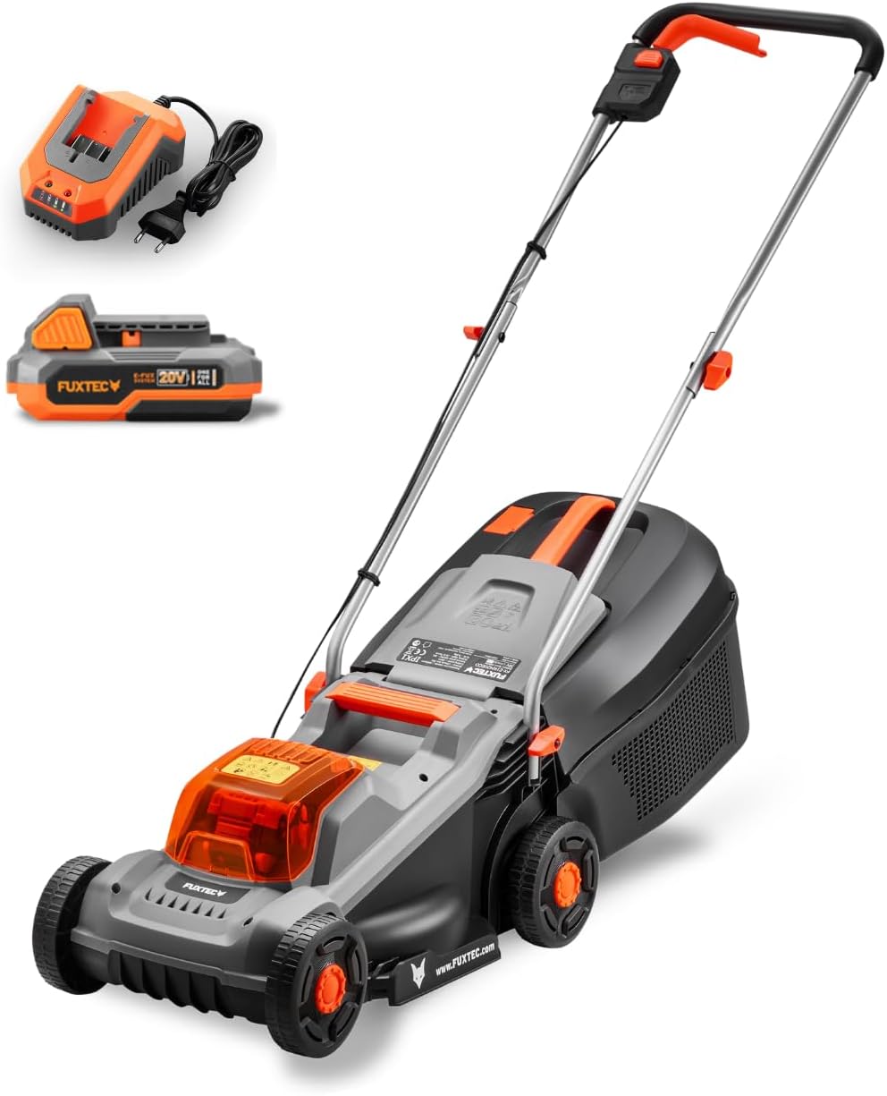 FUXTEC - Tondeuse à gazon sans fil - 30 cm - Batterie 4Ah, bac 30L, FX-E1RM20-ECO-SET