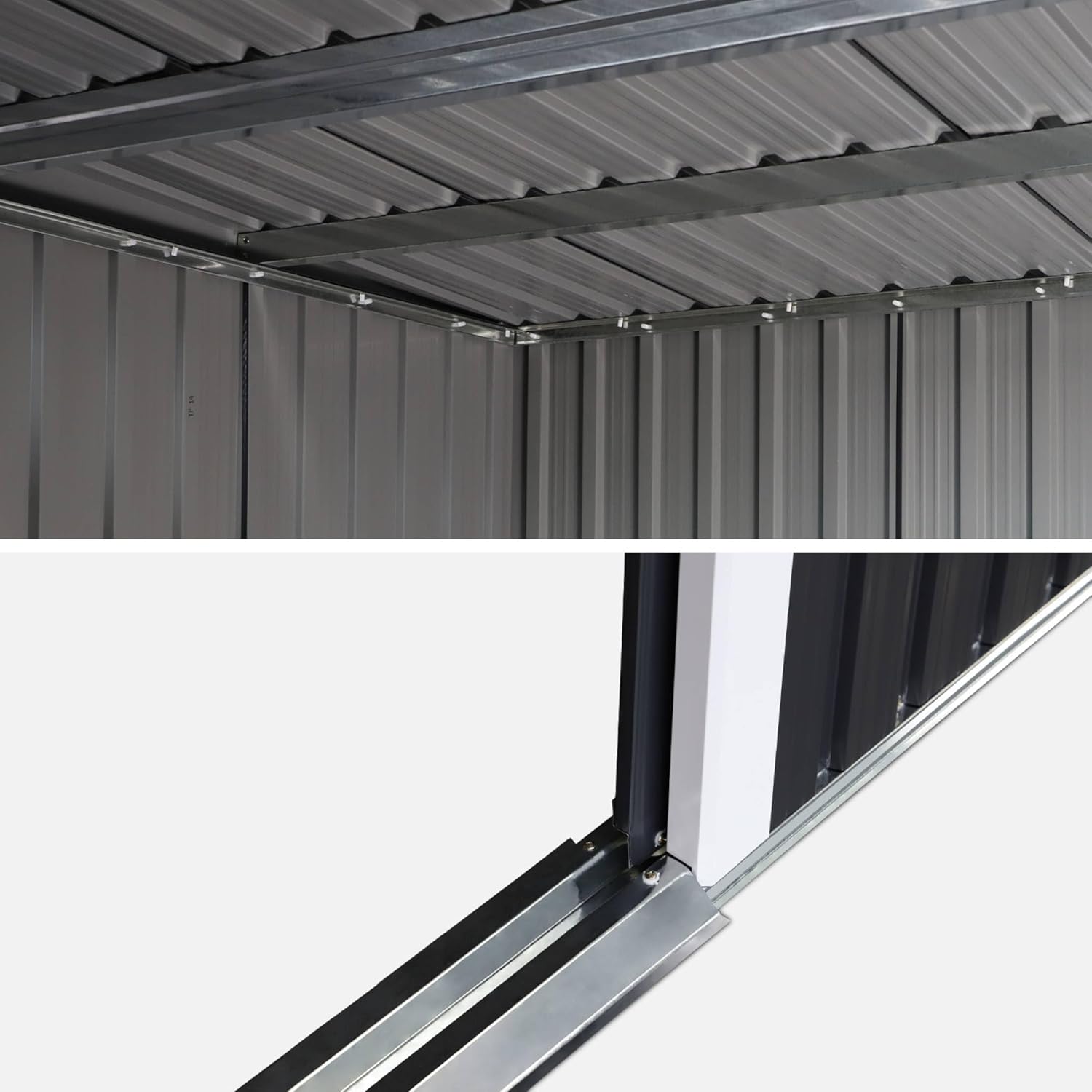 sweeek - Abri de Jardin en métal Couleur Anthracite 4.85m² avec puits de lumière - AUDOMAROIS-