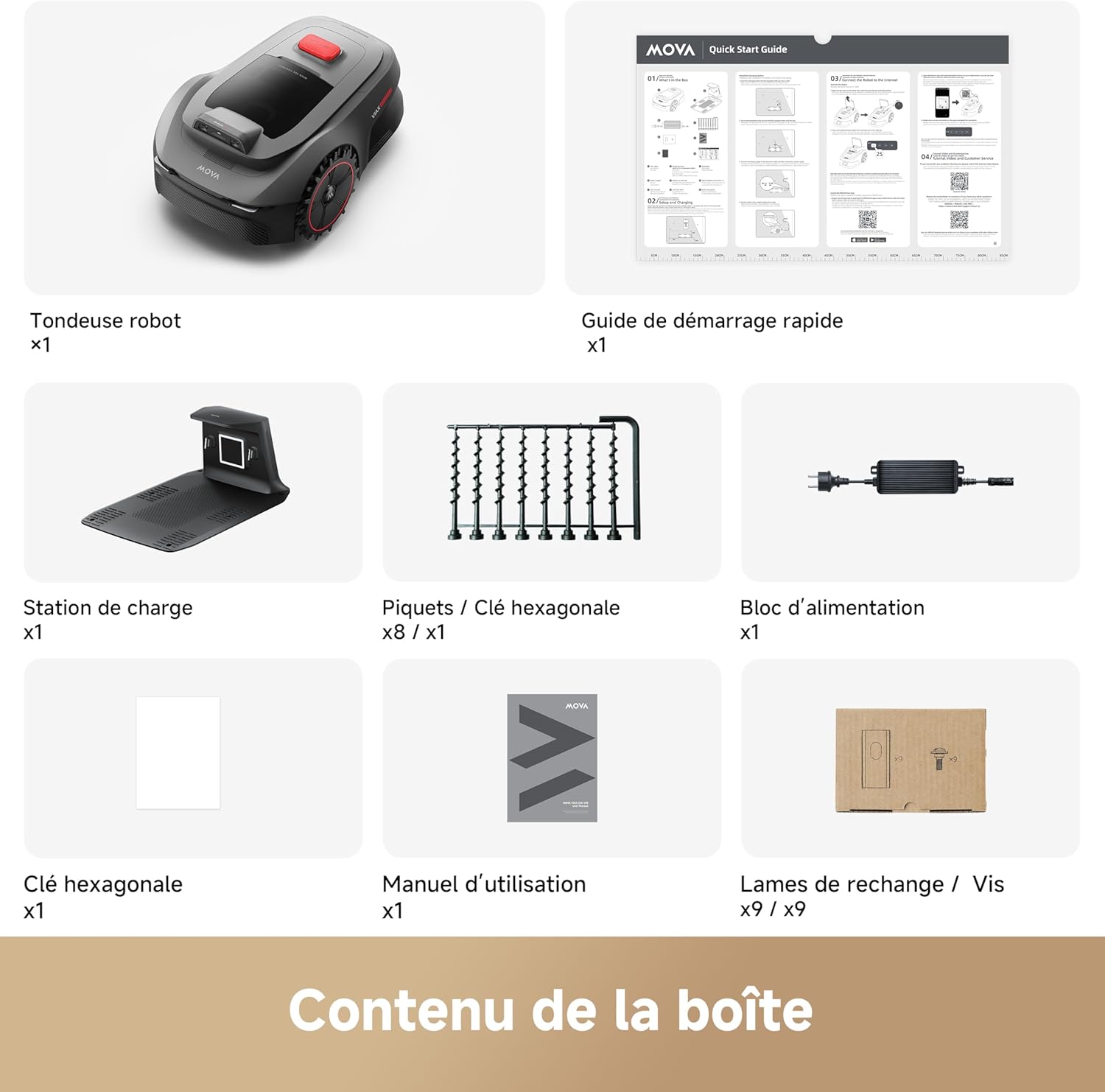 MOVA - Robot tondeuse ViAX, 250 m², IA, coupe bordure, ViAX250