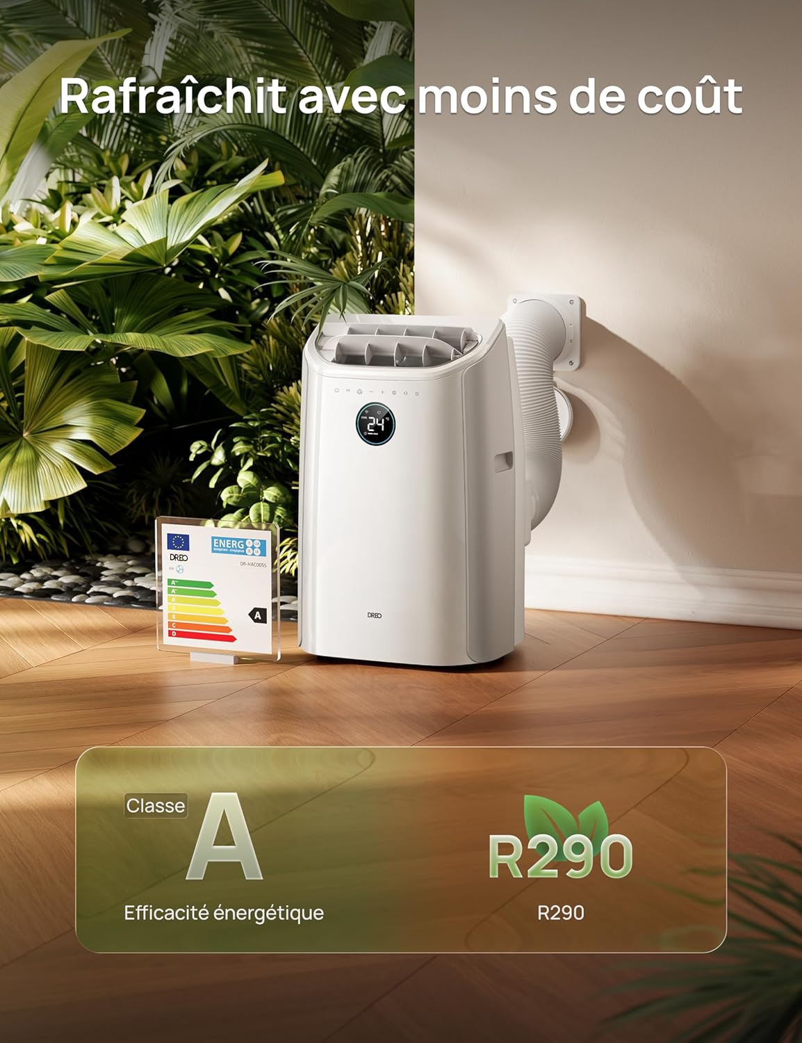 DREO - climatiseur mobile 12000 BTU, 3-en-1, silencieux, app/voix, 3.2L/h, AC516S