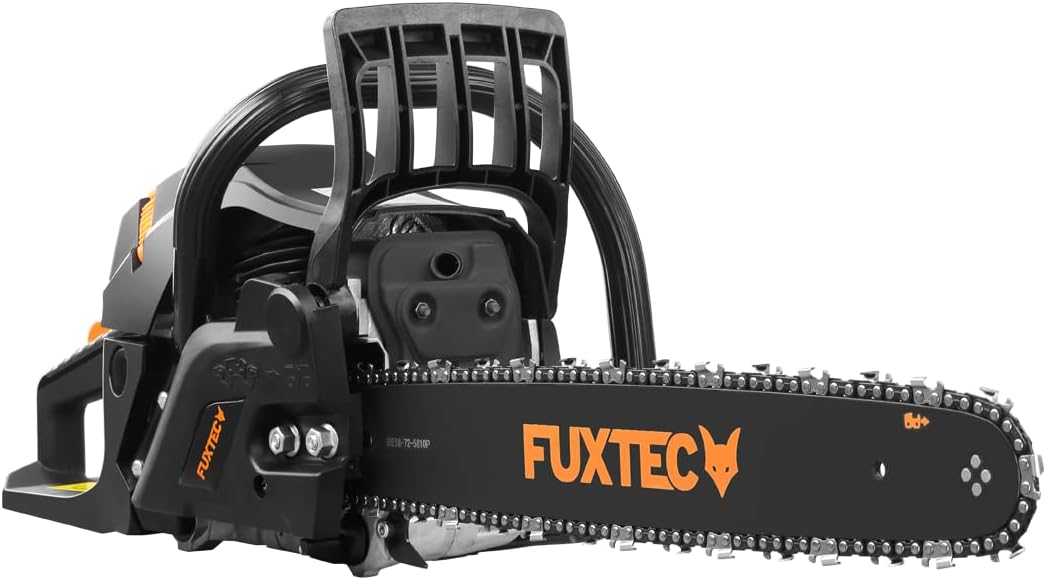 Fuxtec Tronçonneuse Thermique 46 cm - 18 Pouces FX-KS255 Black Edition 54cm3 2 Temps Essence 2,3kW Élagage Ébranchage Bois De Chauffage