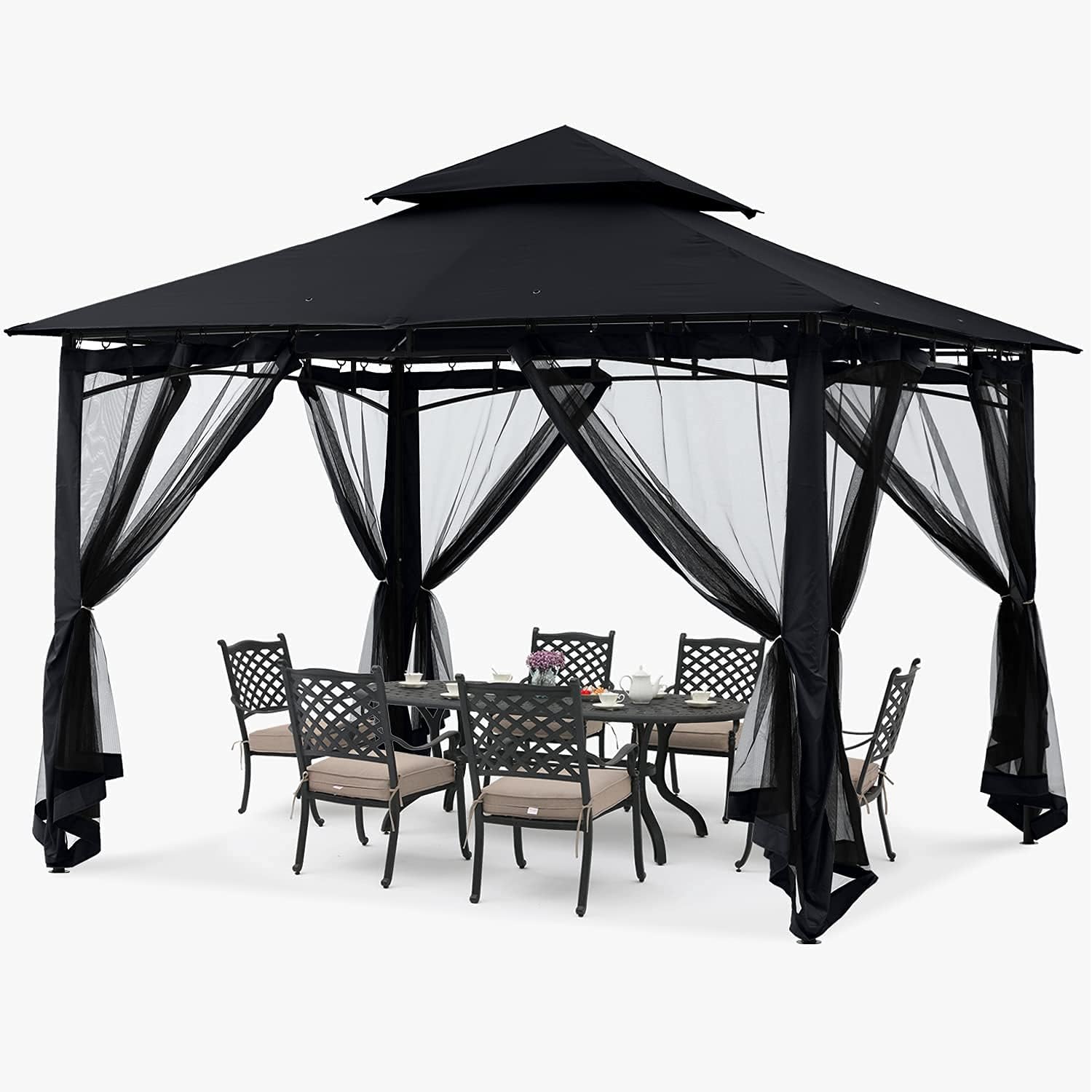 ABCCANOPY - tonnelle robuste avec moustiquaire - 3x3m - structure acier noir