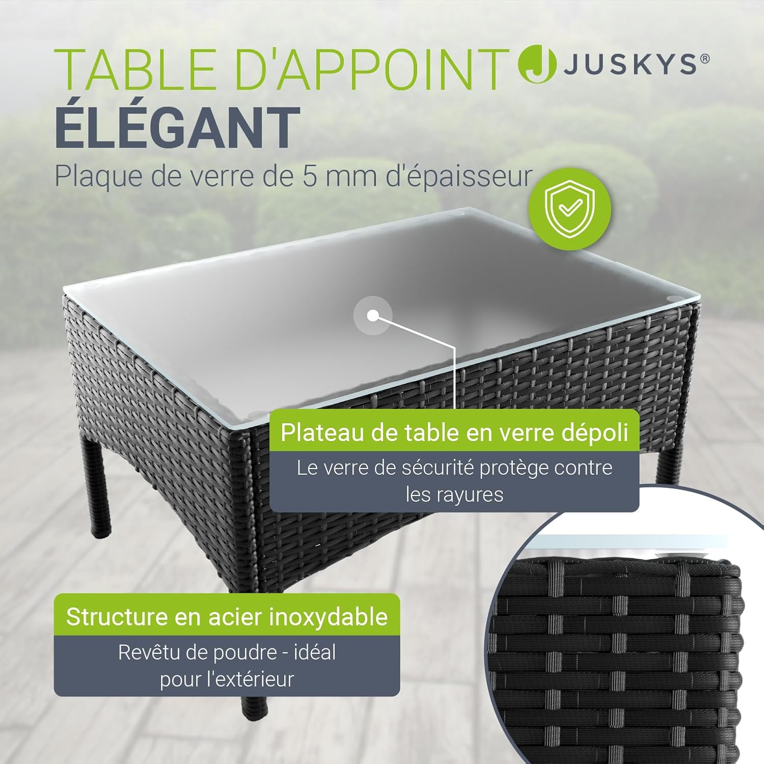 Juskys - Fort Myers salon 4 places - canapé, 2 fauteuils, table, coussins