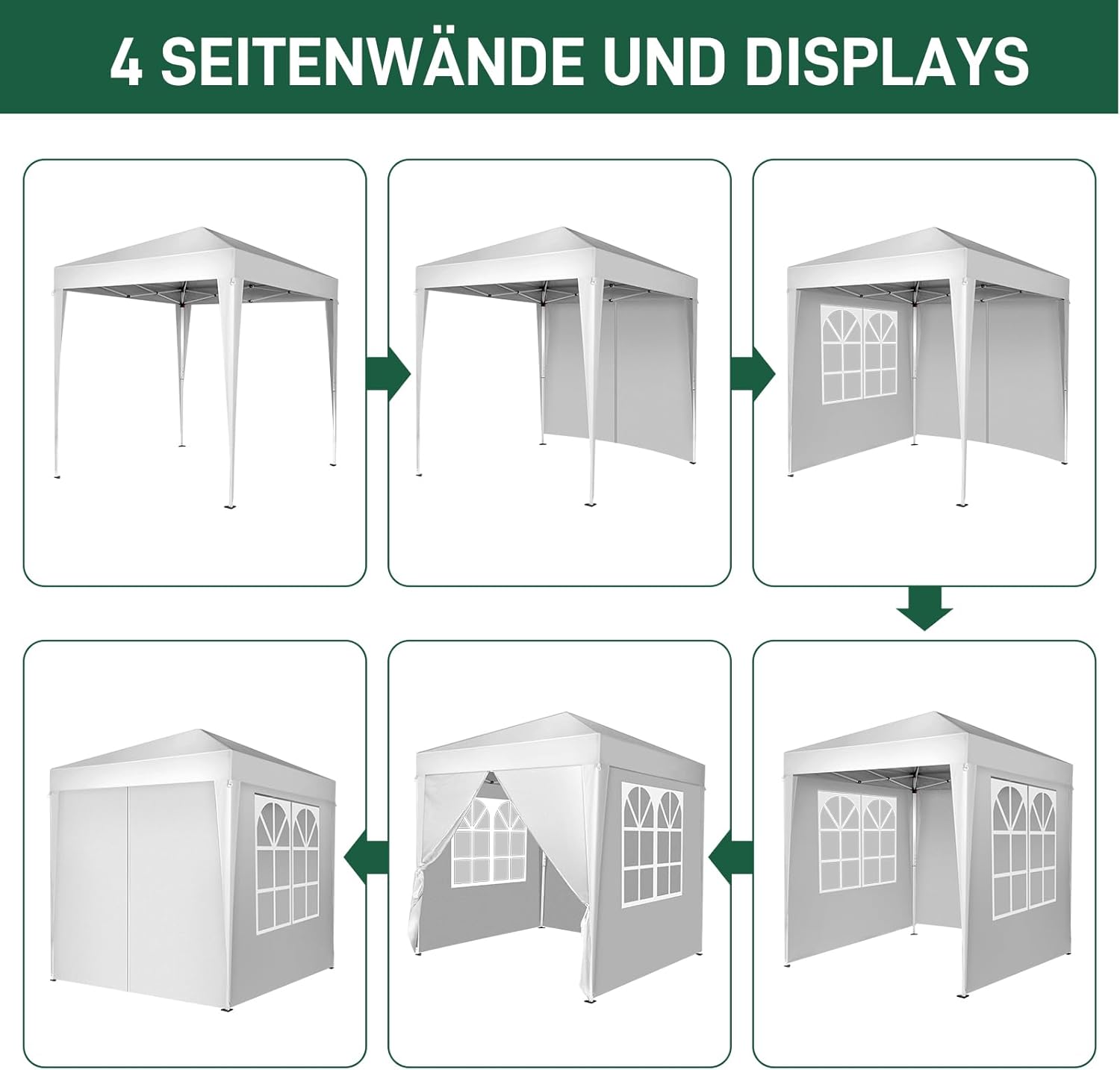 Leadzm - Barnum pliant 2x2m - étanche, UV50+, 4 côtés, acier