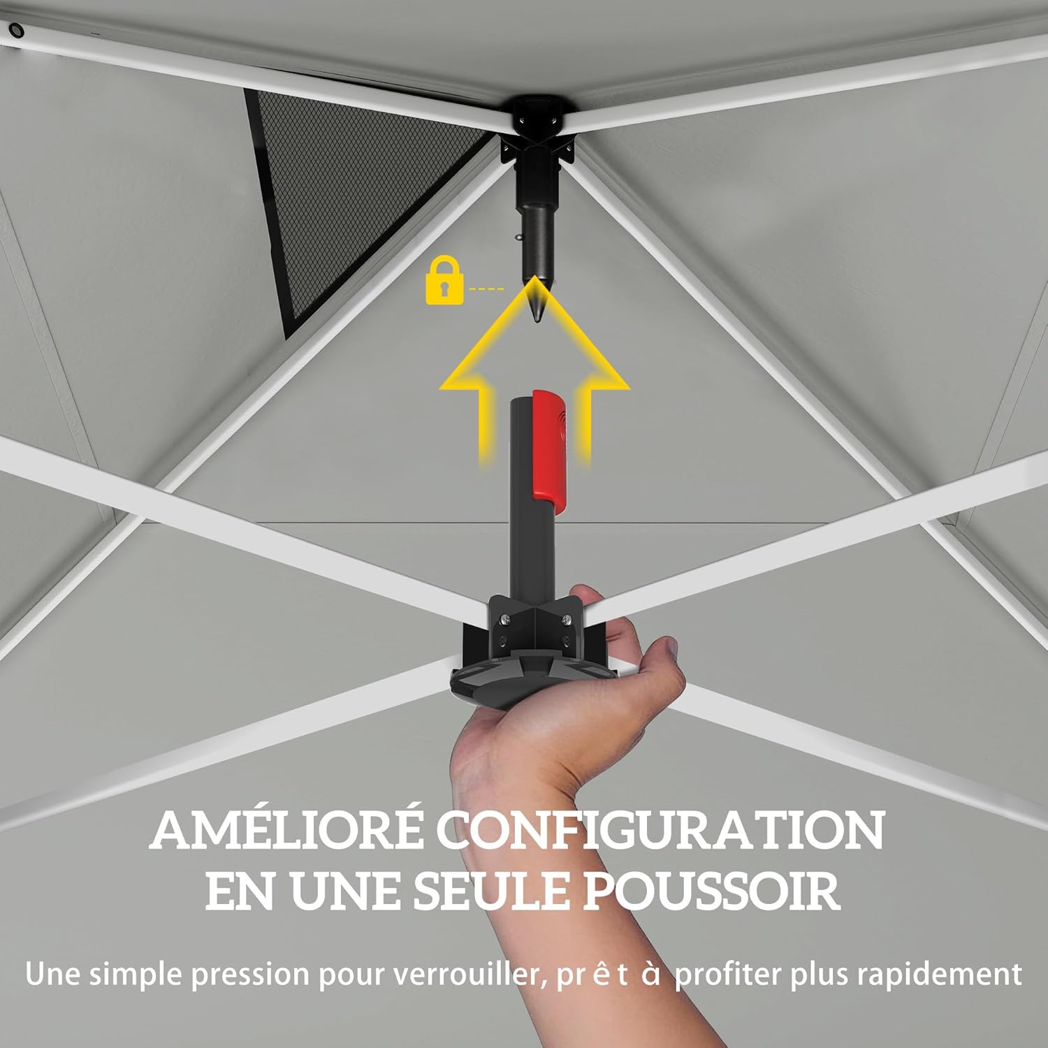 Outsunny Tonnelle de Jardin 3 x 3 m Pop up Tente Pliante Hauteur réglable Protection UV50+ tonnelle Pliante avec 5 Poches 4 Sacs de Sable Sac de Transport à roulettes Montage Facile à 1 Bouton Blanc