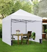 Yaheetech Tonnelle pliante 3 x 3 m avec 3 parois latérales, étanche, stable, résistant à l'hiver, tonnelle pop-up, hauteur