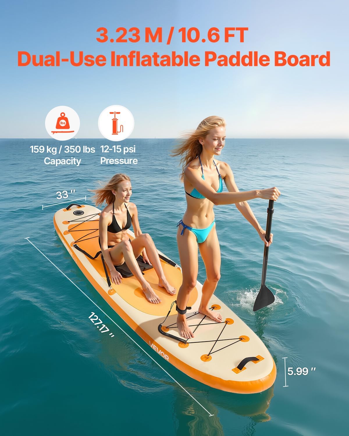 VEVOR - Paddle gonflable avec siège - 323x83,8x15,2 cm - ultra-léger, accessoires complets