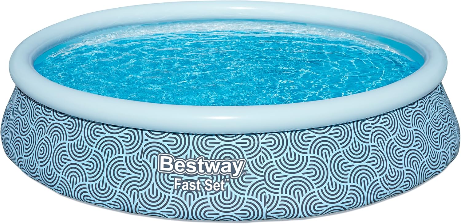 Bestway - Fast Set - 396x396x84 cm - Piscine gonflable ronde, gris