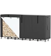 Himimi Porte-Bûches d'Extérieur 235 x 25 x 116cm, Étagère Réglable en Métal avec Housse Imperméab...