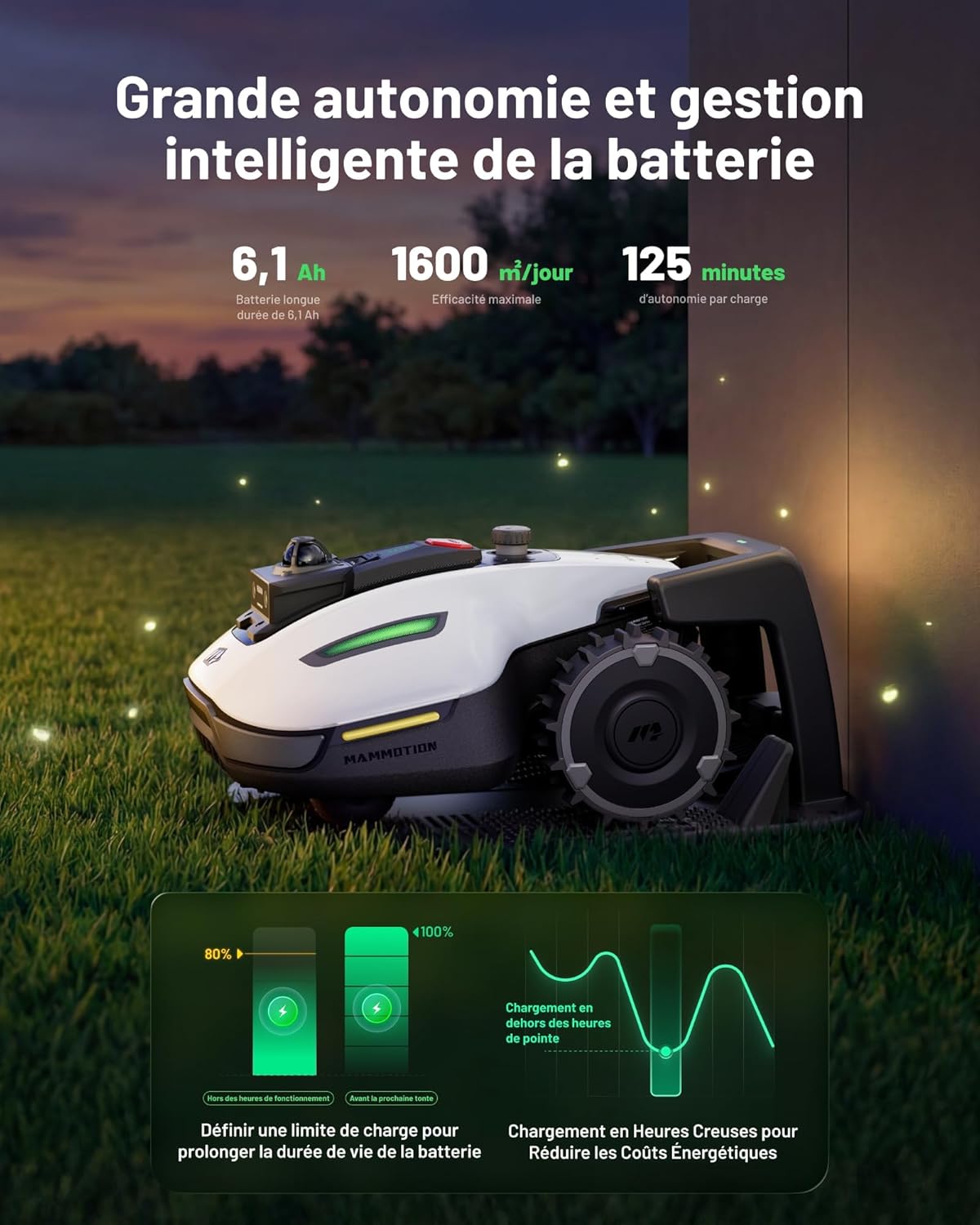 MAMMOTION - YUKA Mini 2 - 1000 m² - IA, LiDAR 360°, caméra, DropMow, pentes 45%