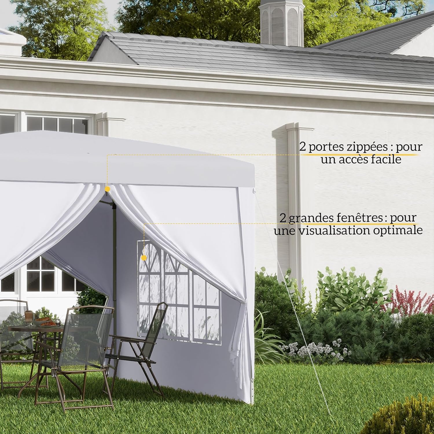 Outsunny - tonnelle pop-up pliante - 3x3 m - 4 parois, sac transport