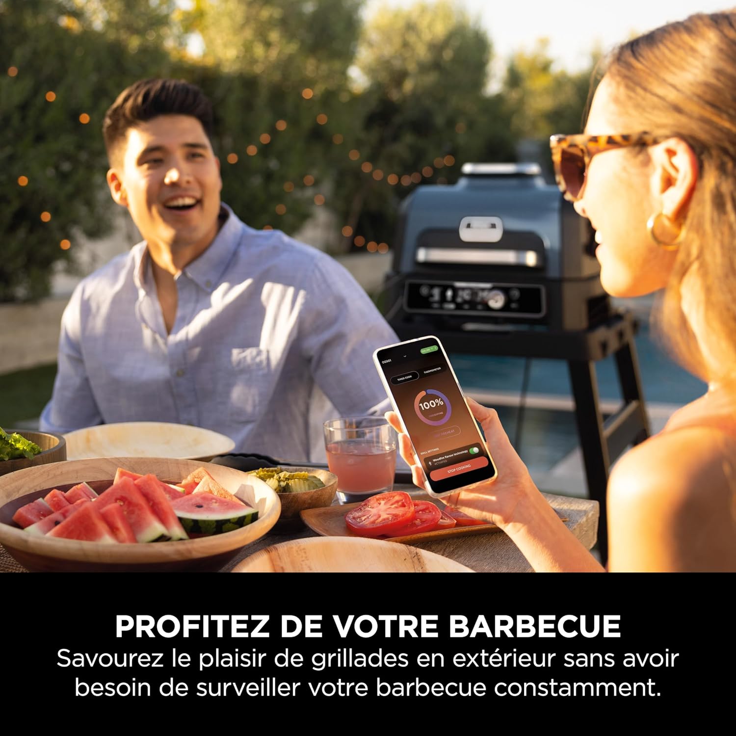Ninja - Woodfire Pro Connect XL - Barbecue électrique 7-en-1, contrôle via appli, 2 sondes, housse, accessoires - OG901E