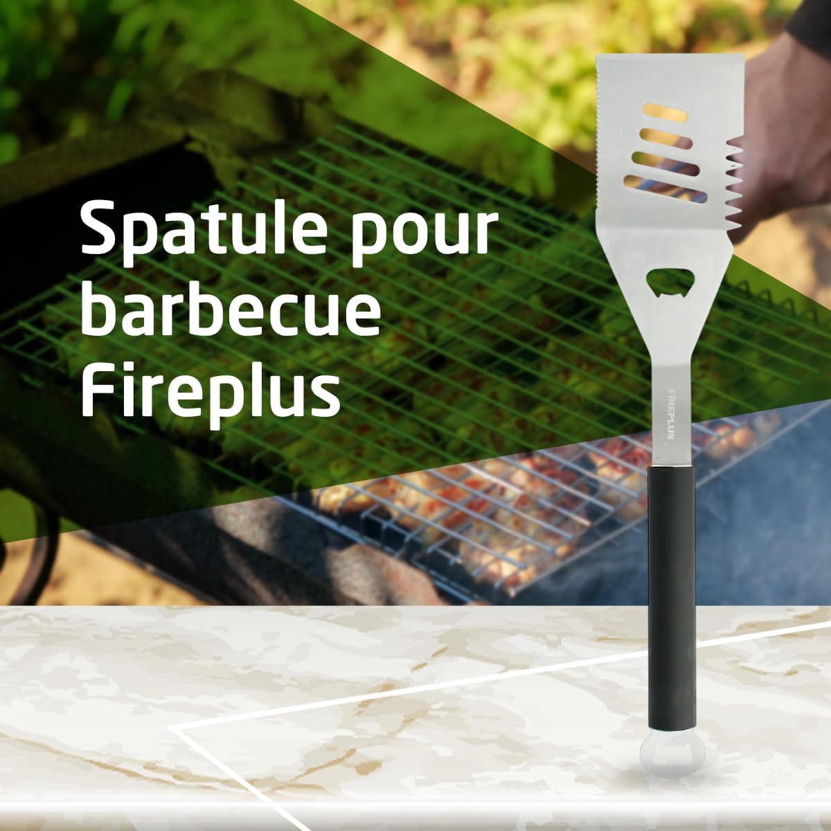Amig - Fireplus spatule barbecue 44,5 cm acier inox, manche silicone