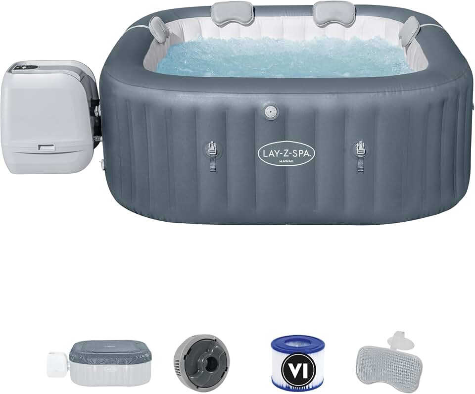 Bestway - Hawaii HydroJet Pro - 1.80m x 1.80m x 71cm - spa gonflable carré, jets massants, 71