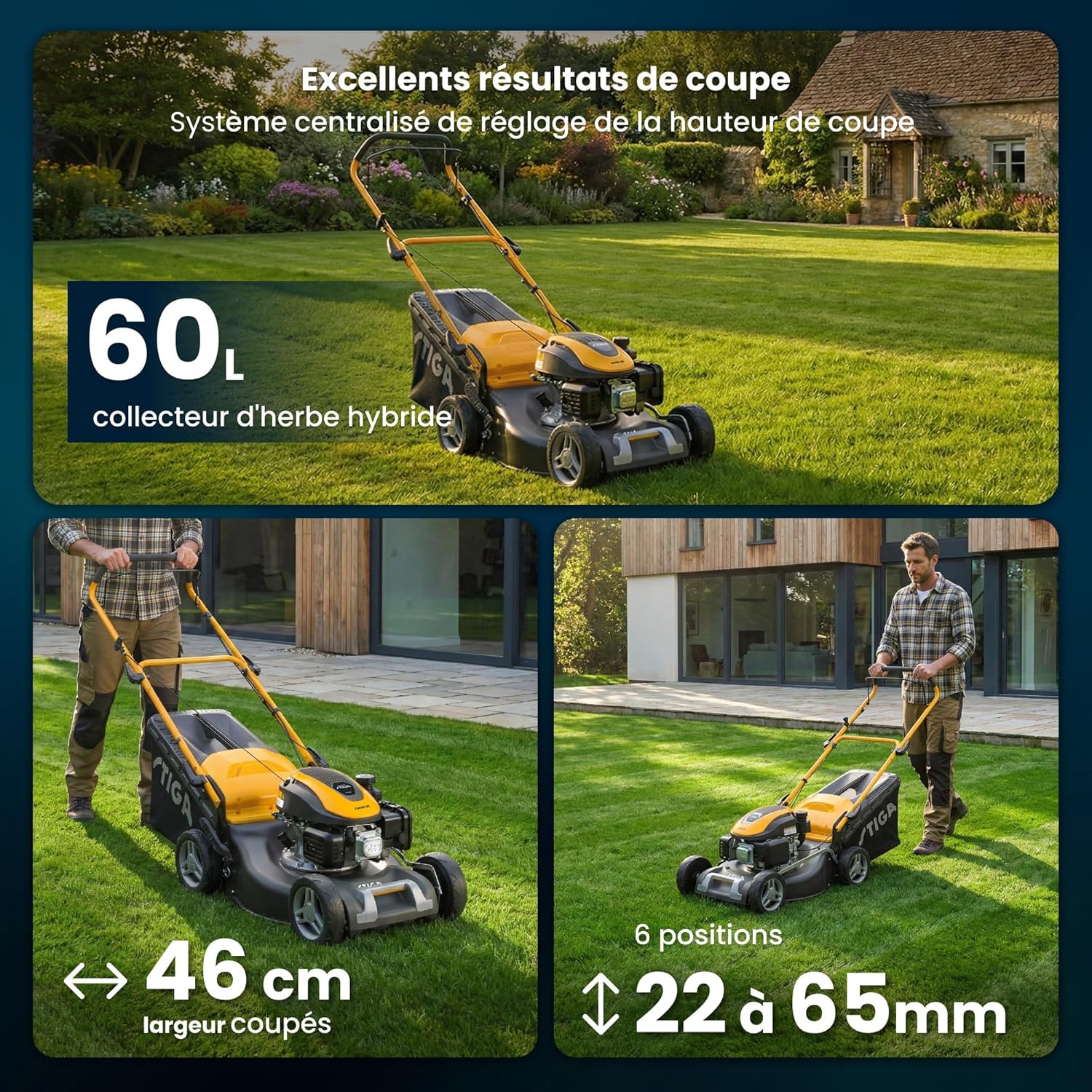 STIGA - Combi 48 S - 46 cm - 139 cm3, bac 60L, mulching inclus